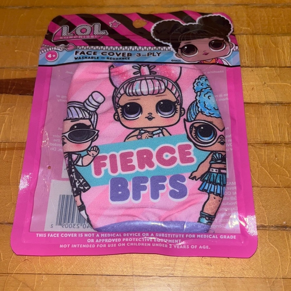 LOL Surprise! Pink face masks kids sz OS 2 pk NWT